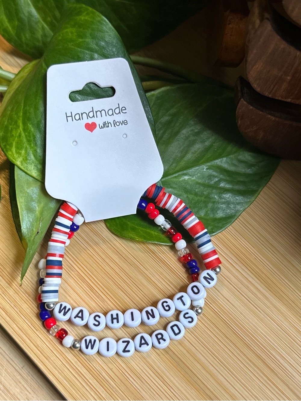 🏀‎ 2-Piece Washington Wizards Stretchy Bracelet Set | Handmade | Beaded